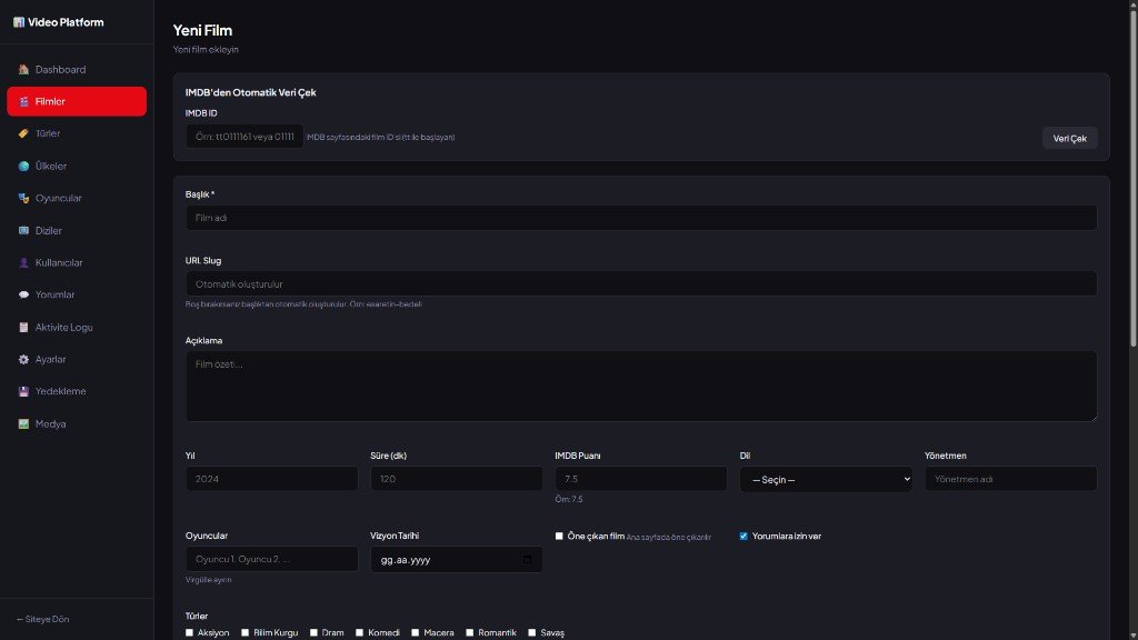Video Platform - Dizi düzenleme
