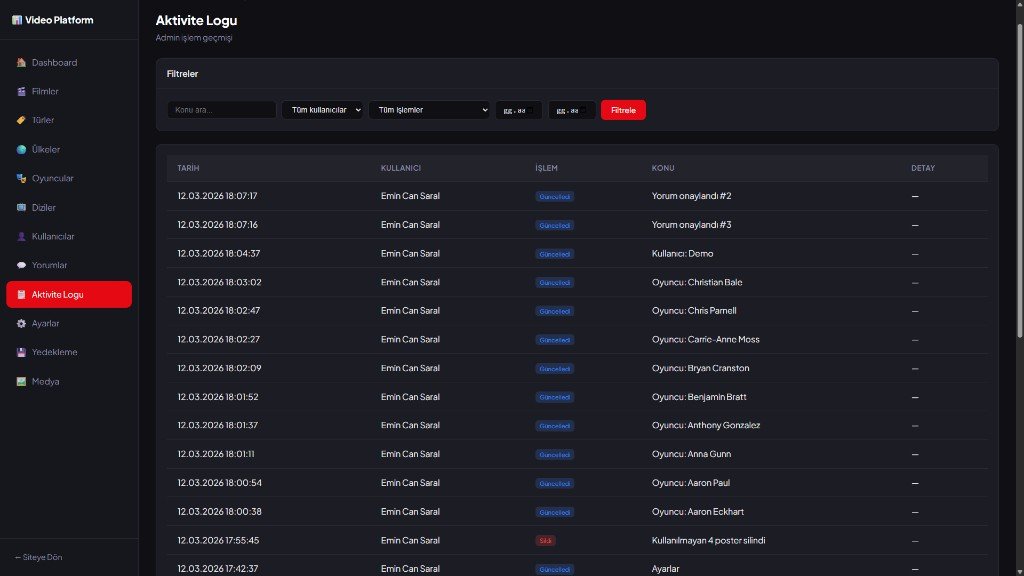 Video Platform - Profil sayfası